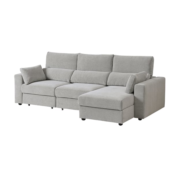 A Tallmyra white/black ESKILSTUNA 3-seat sofa with chaise longue in the NA