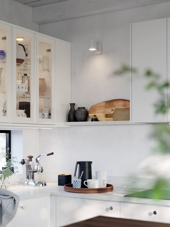 Modern kitchen with kitchen cabinet doors with glass - IKEA