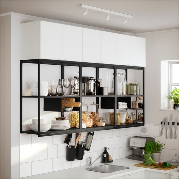 An anthracite ENHET wall fr w shelves