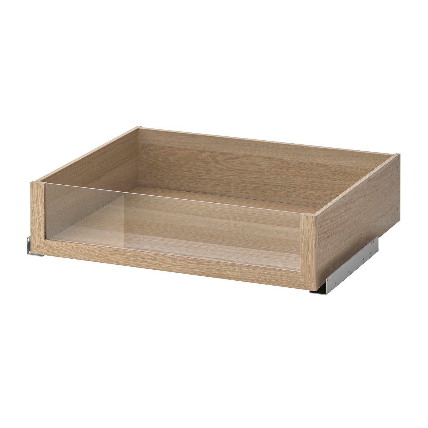 IKEA KOMPLEMENT låda med glasfront, vitlaserad ekeffekt, 75x58 cm