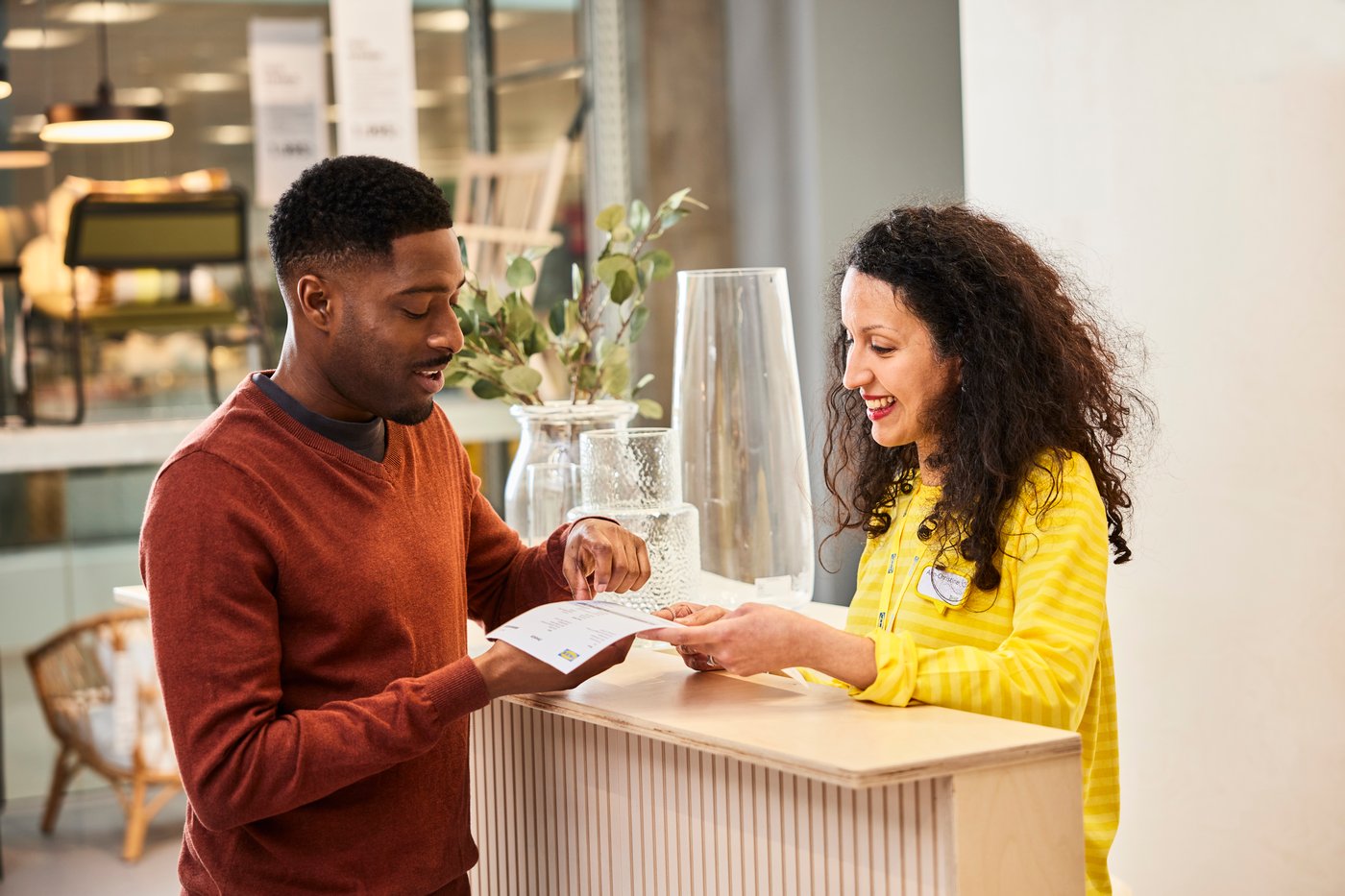 Customer speaking with IKEA co worker