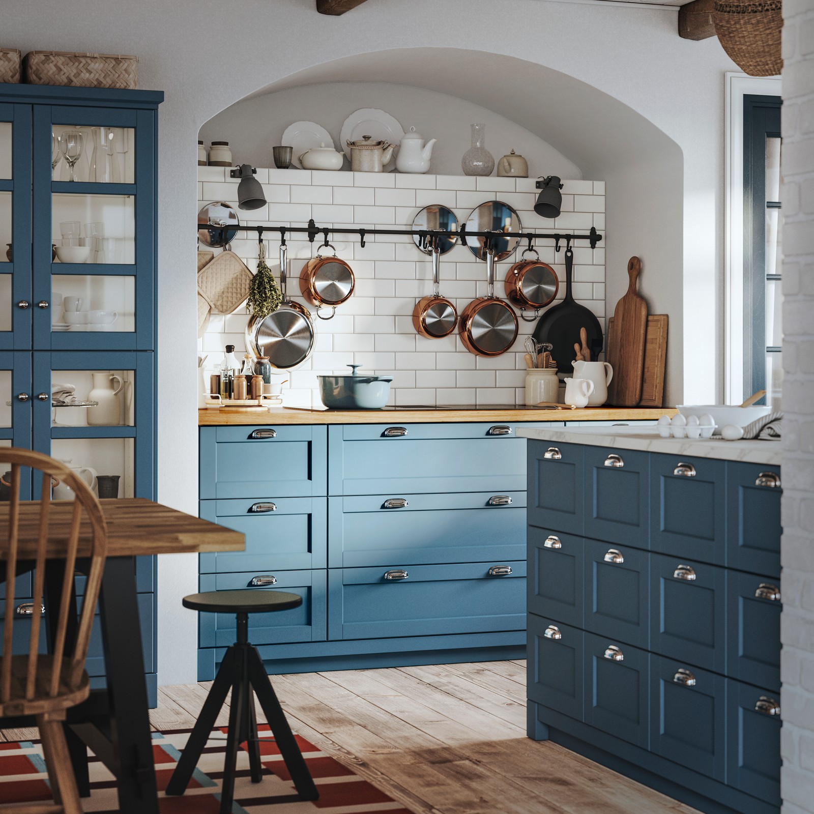 Check out a custom kitchen in LERHYTTAN blue - IKEA