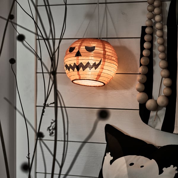 A ghost pattern white/black KUSTFYR cushion cover