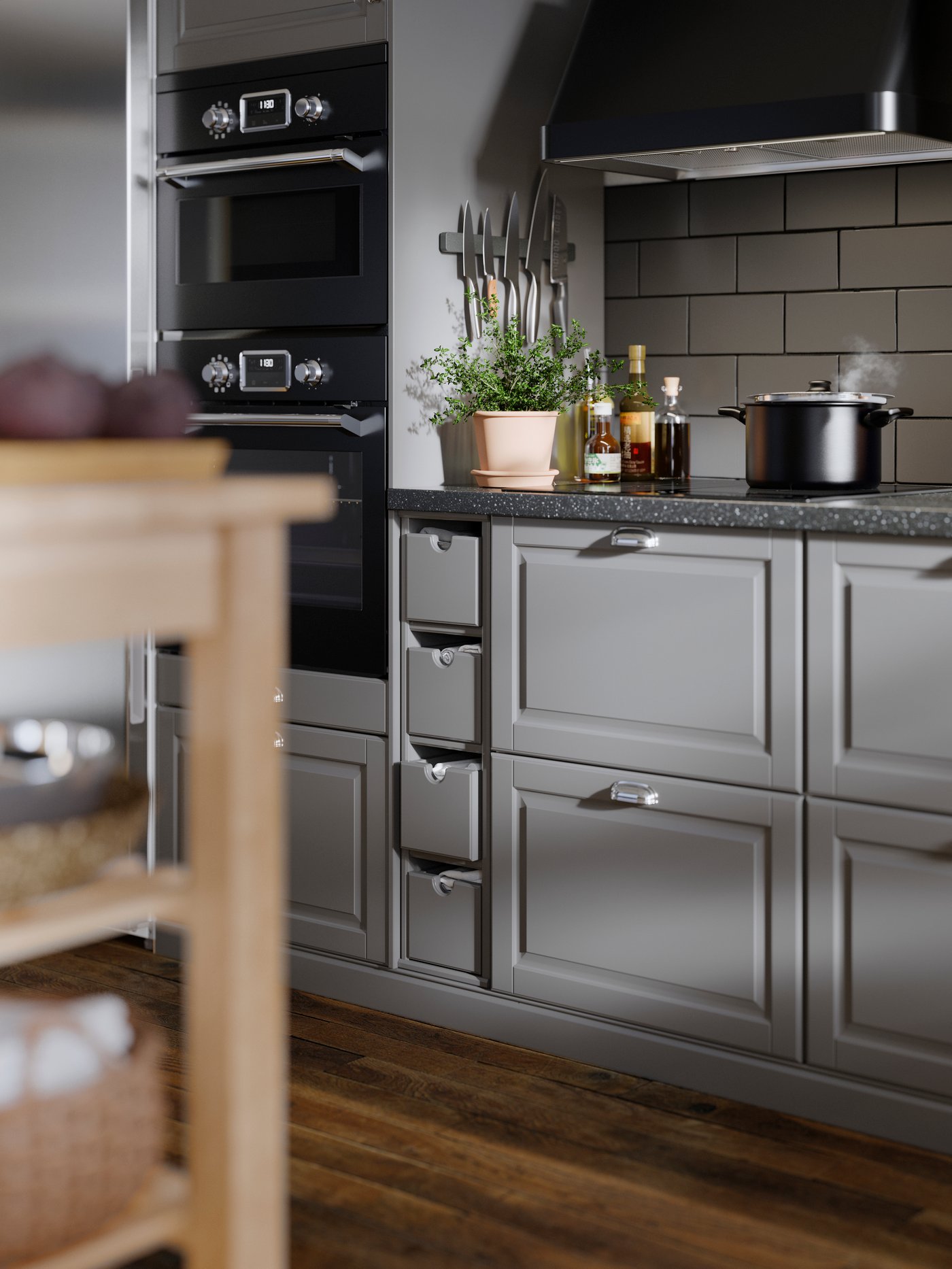 METOD / MAXIMERA Sz stj 2fr/2n/śr/w szu, biały/Bodbyn szary, 60x60 cm