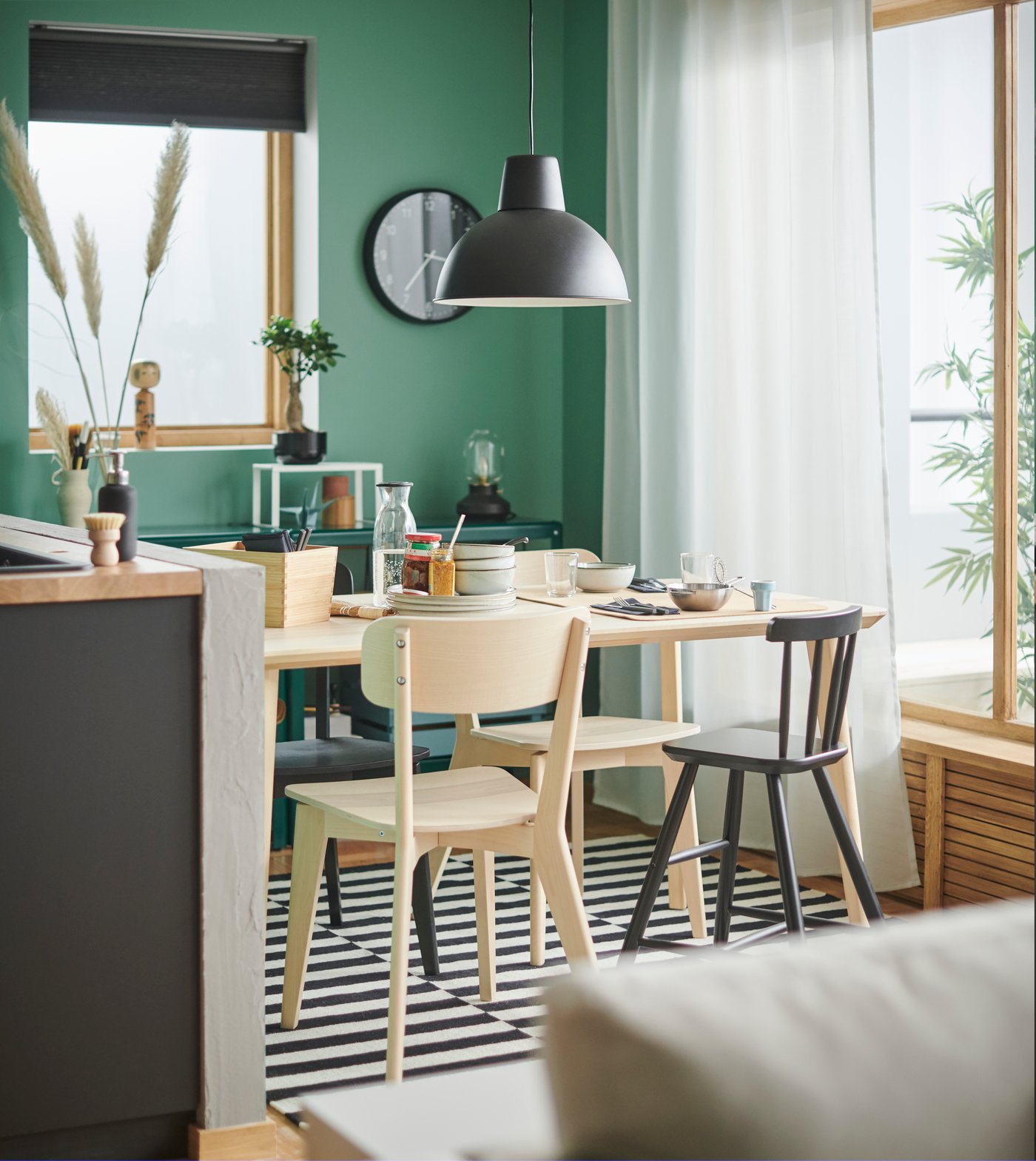 An ash veneer LISABO table in the dining room