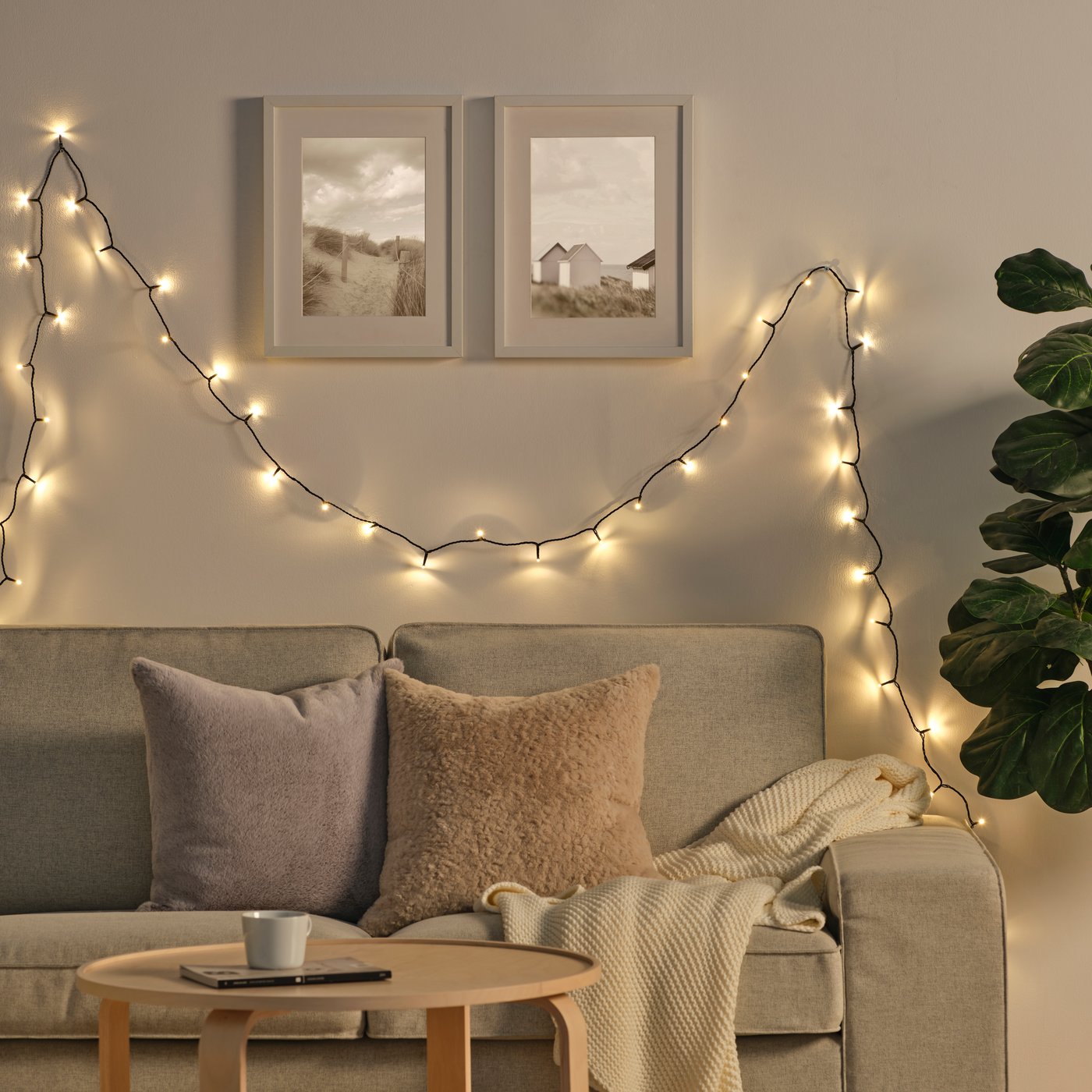 An indoor  GETKÅL LED lighting chain with 100 lights