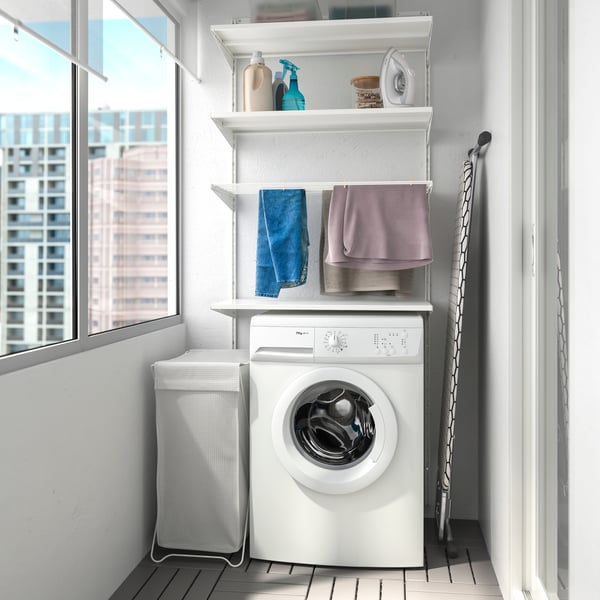A white/metal BOAXEL laundry combination