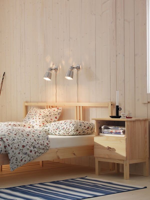A pine/Luröy TARVA bed frame