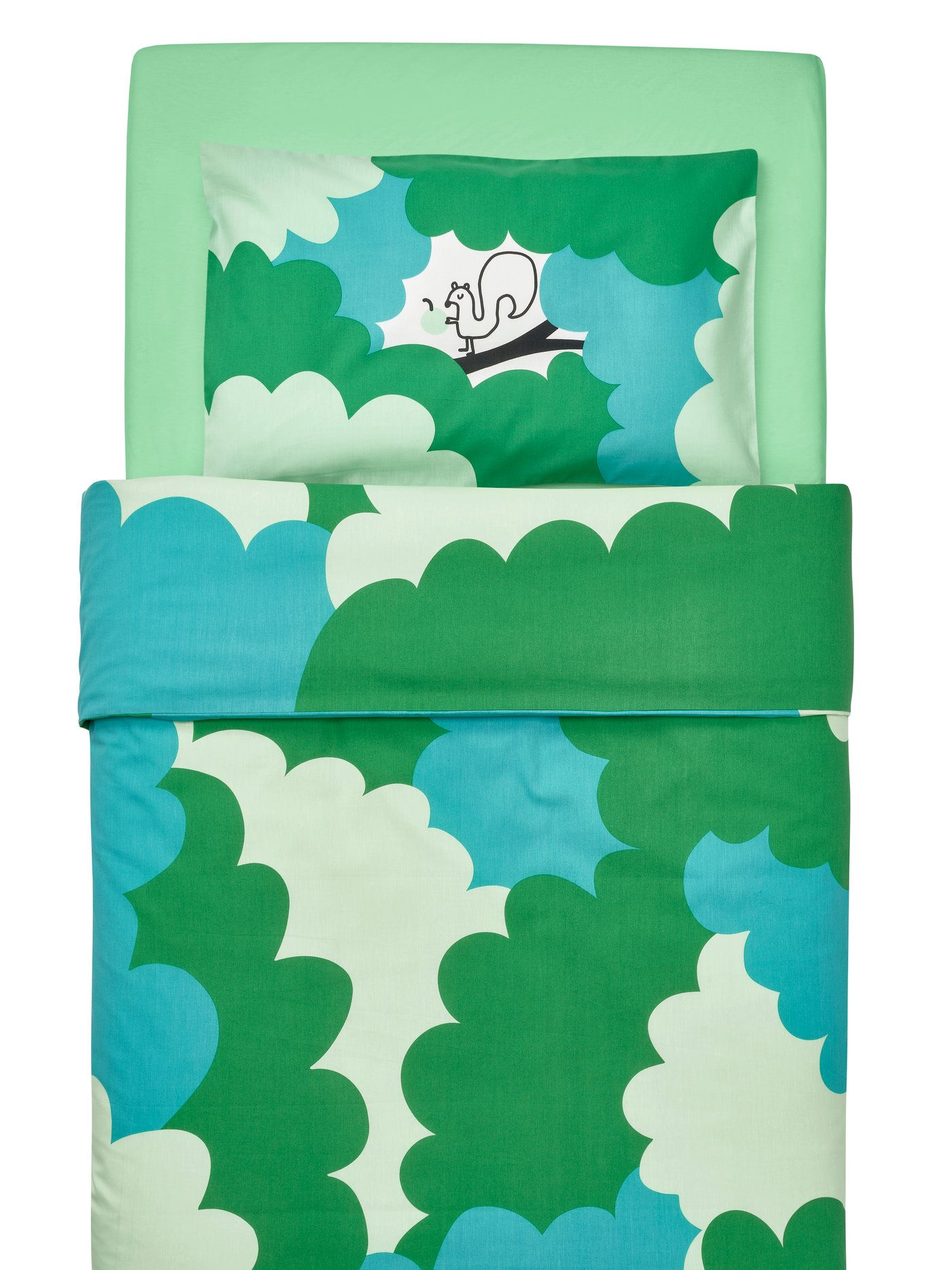 Vzorované povlečení, zelená barva 3 kusy v setu.