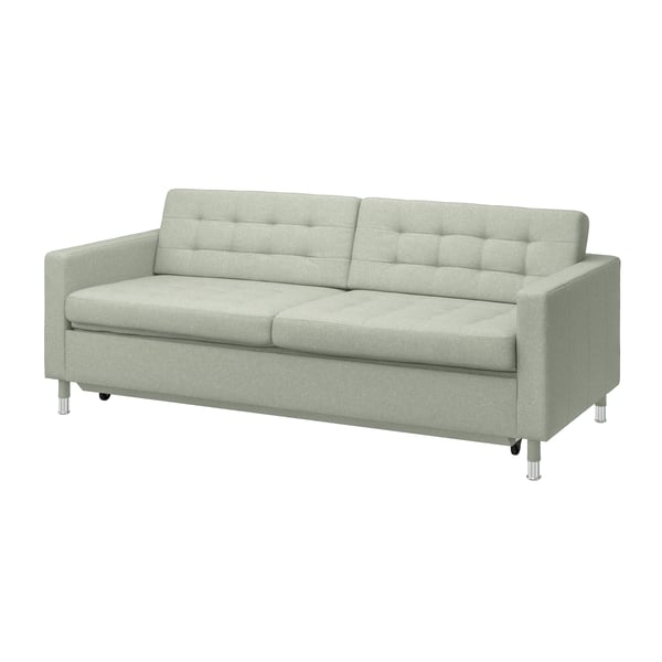 A Gunnared light green/metal LANDSKRONA 3-seat sofa-bed