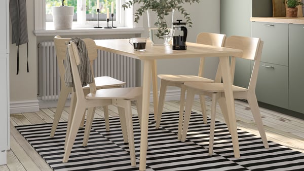 An ash veneer/ash LISABO table and four chairs