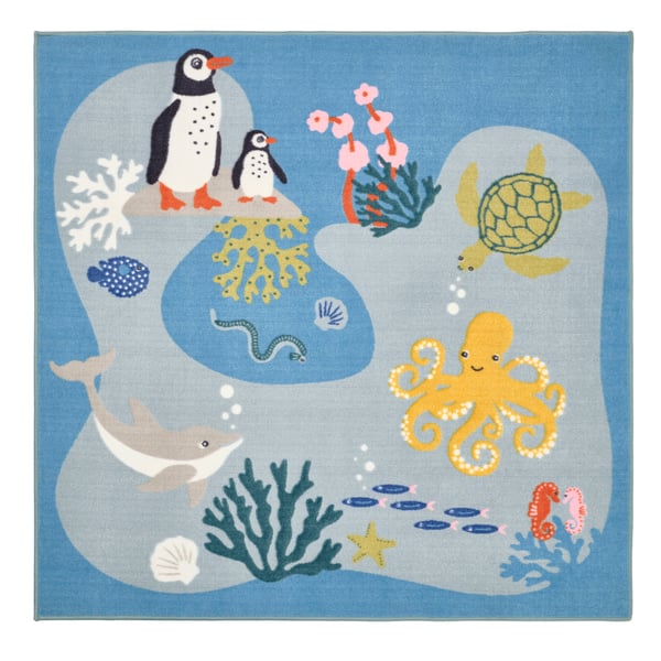 An ocean animals pattern/multicolour BLÅVINGAD rug