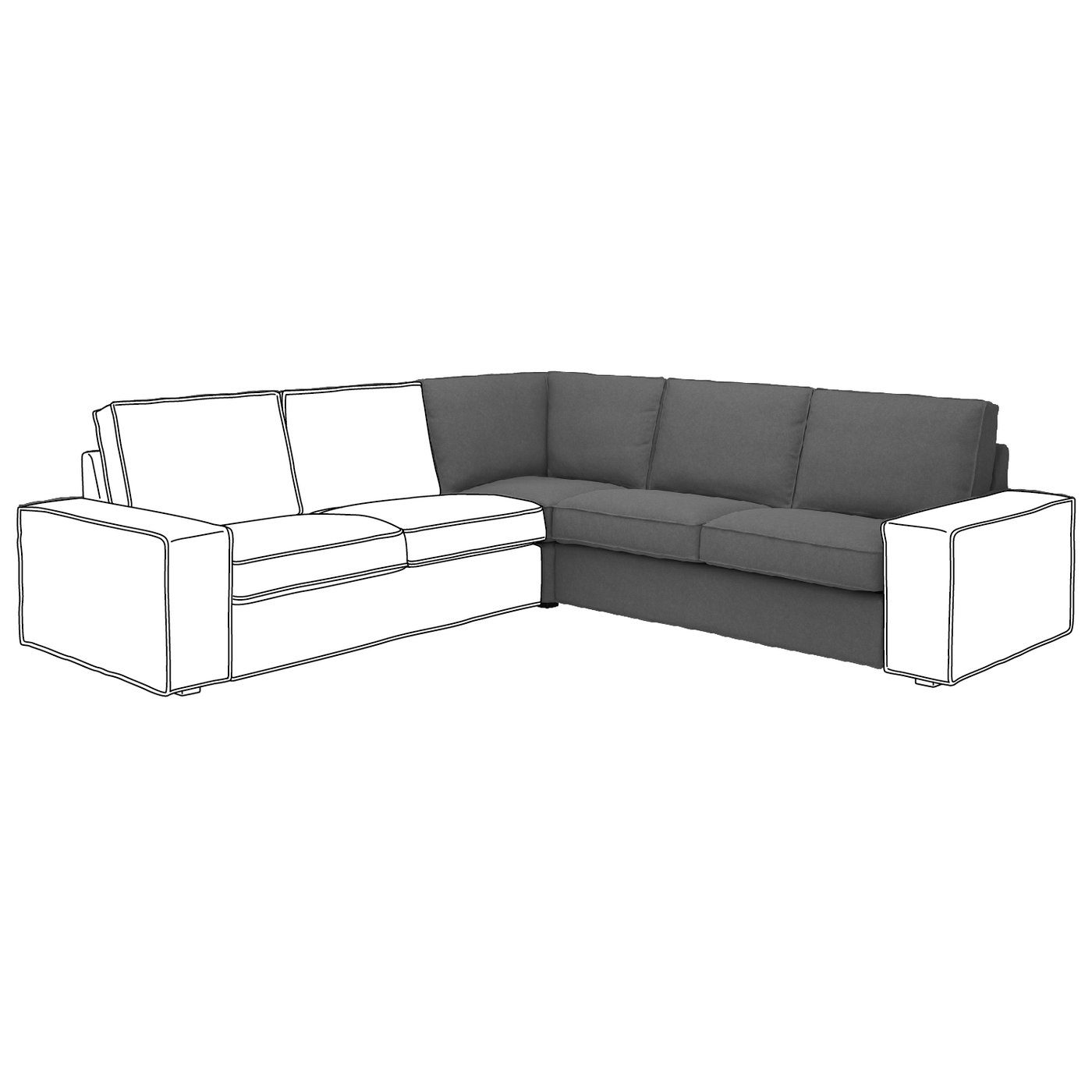 IKEA KIVIK hörnsektion, tallmyra mellangrå