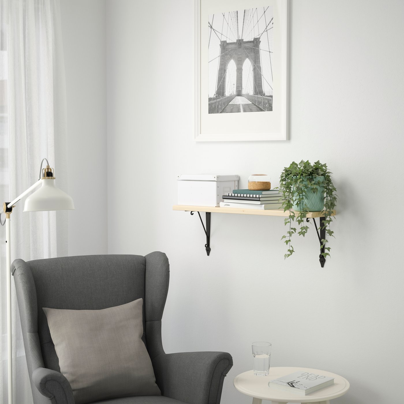 IKEA TRANHULT / KROKSHULT vägghylla, asp, 80x20 cm