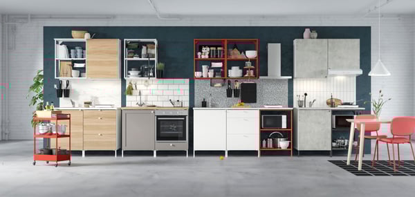 A white/oak effect ENHET kitchen in the kitchen