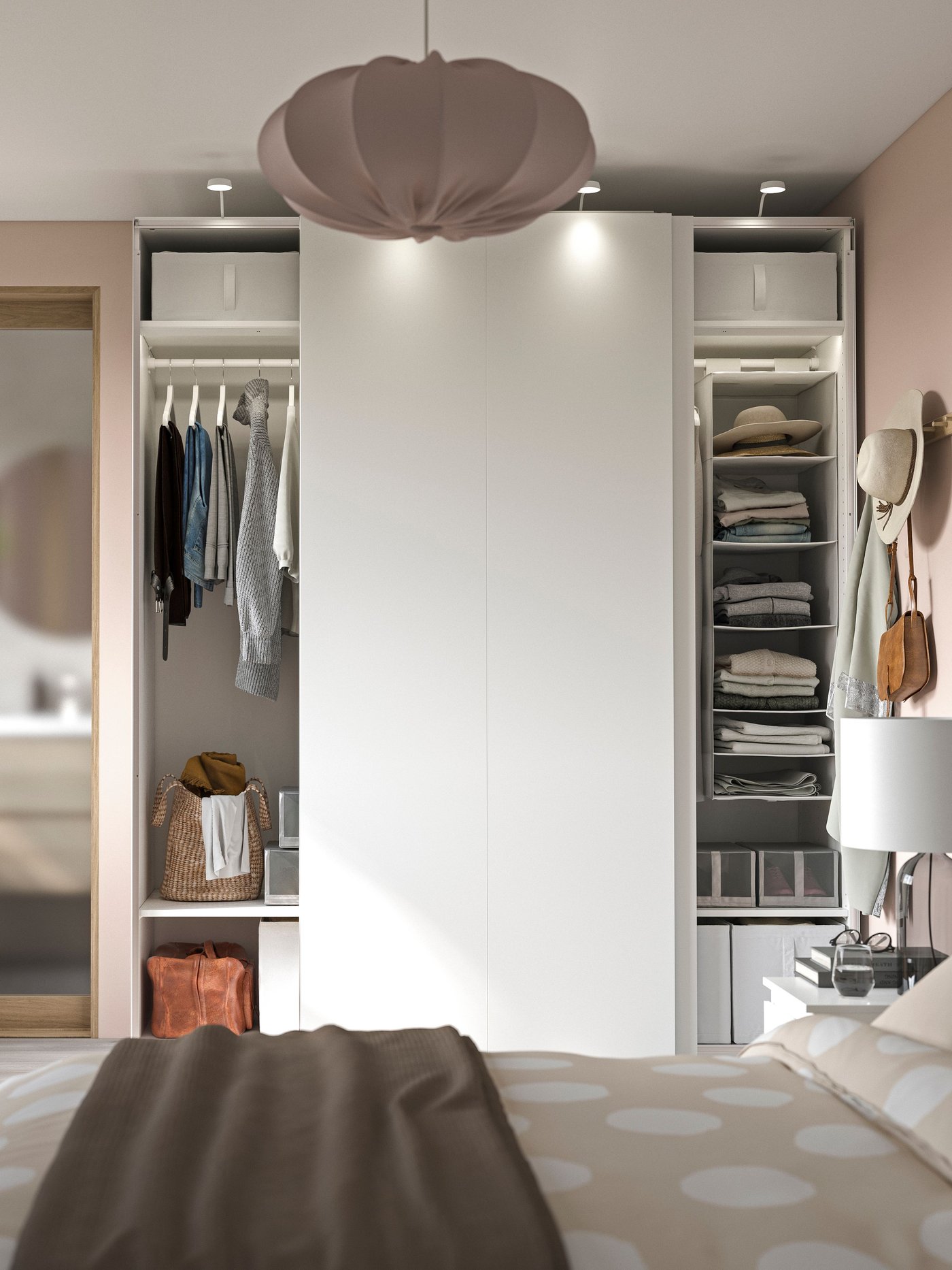 A white/white PAX wardrobe in the bedroom