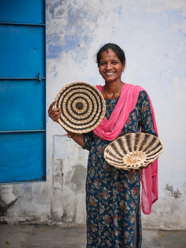 A banana fibre handmade MÄVINN wall decoration