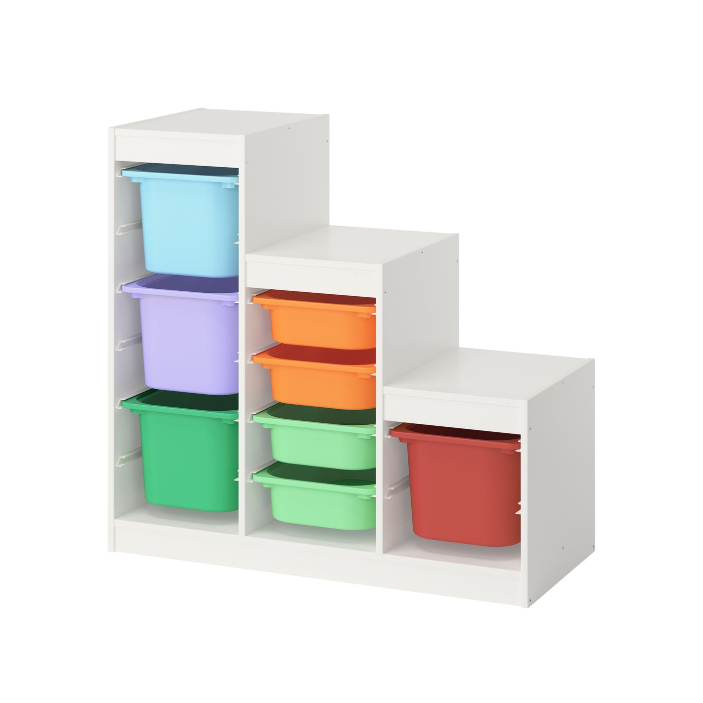 A white/multicolour TROFAST storage combination with boxes