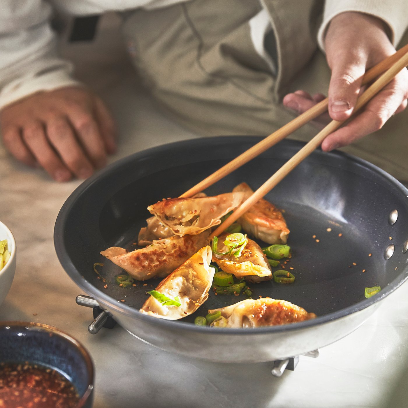 A stainless steel/non-stick coating IKEA 365+ frying pan
