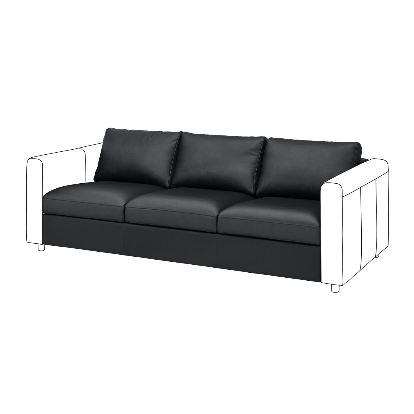 IKEA - VIMLE 3:n istuttava sohva, Grann/Bomstad musta
