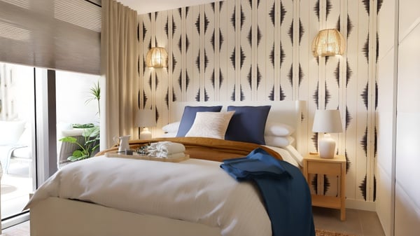 Dormitorio para descansar con confort nun entorno moderno e acolledor​