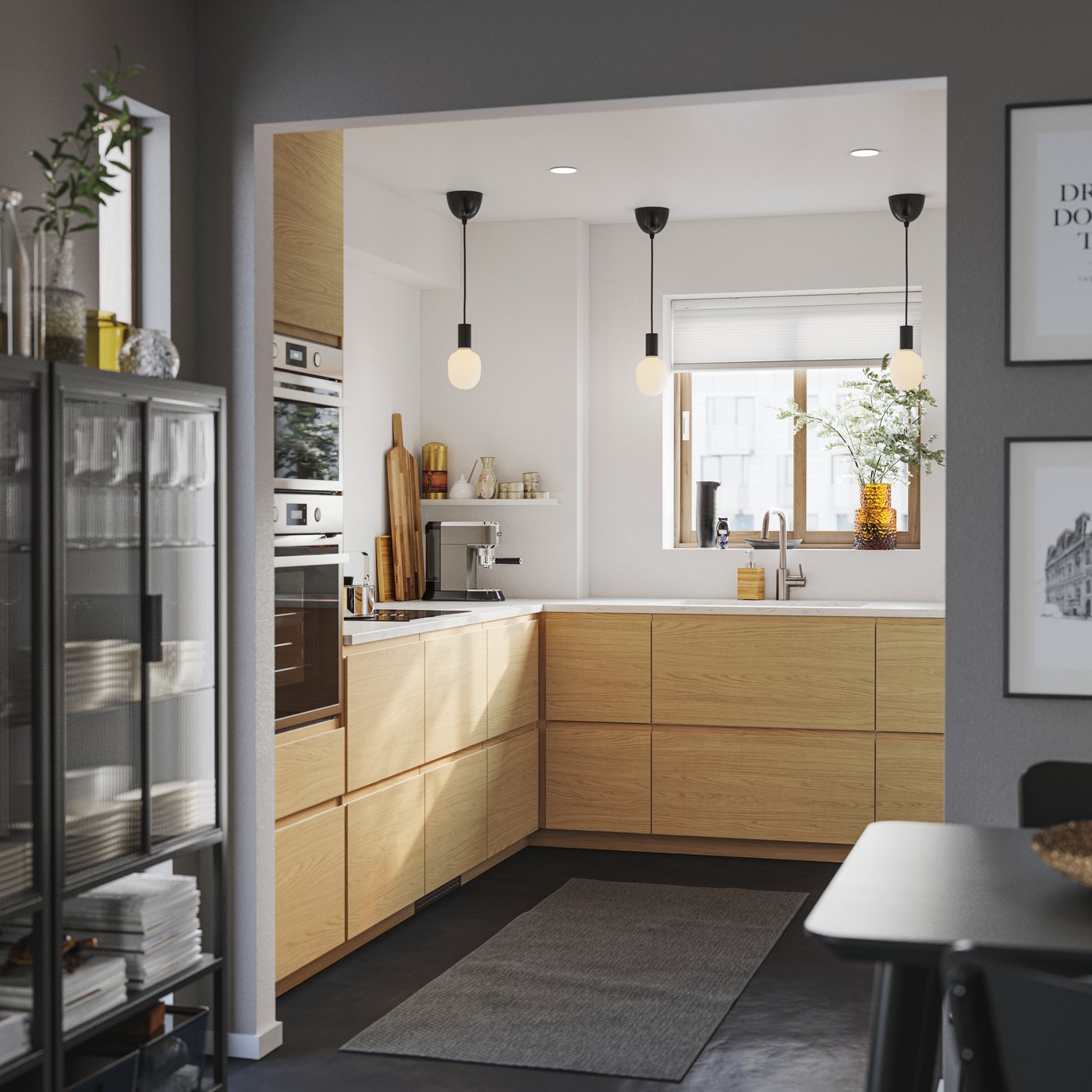 A green-brown KONSTFULL vase in the kitchen