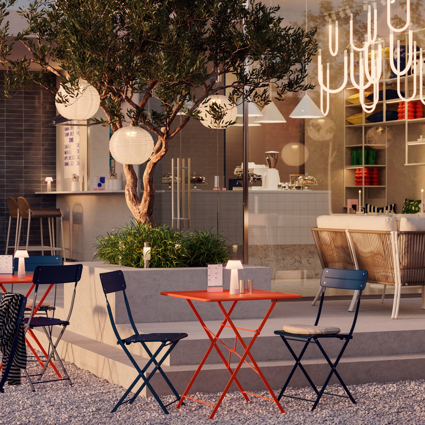 A white PLATSA open shelving unit outside