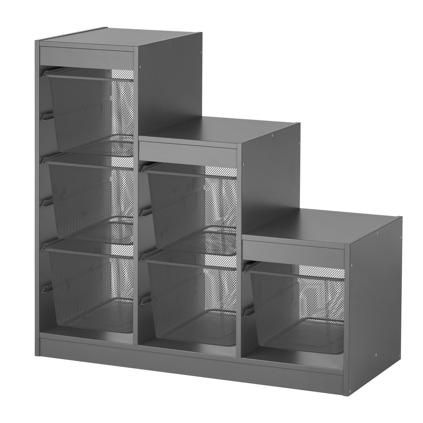 IKEA - TROFAST säilytyskokonaisuus+laatikot, harmaa/tummanharmaa
