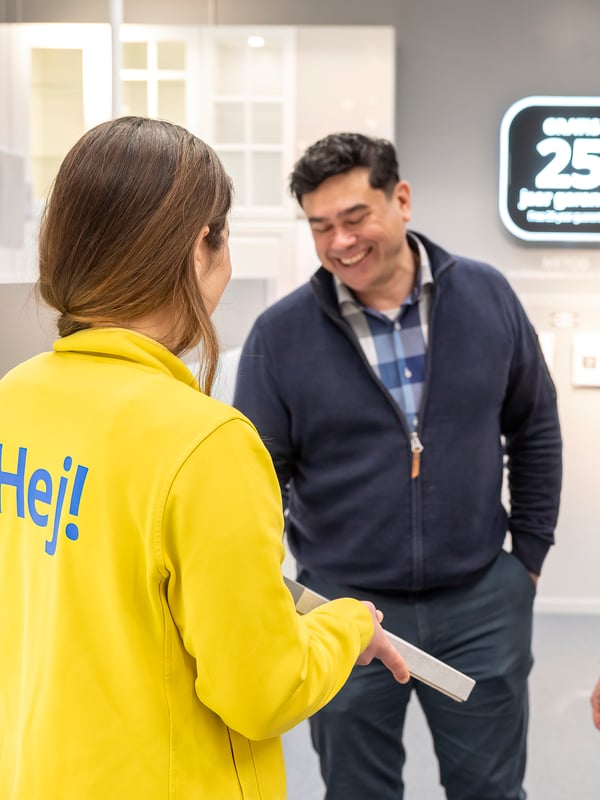 Man having in-store kitchen planning service