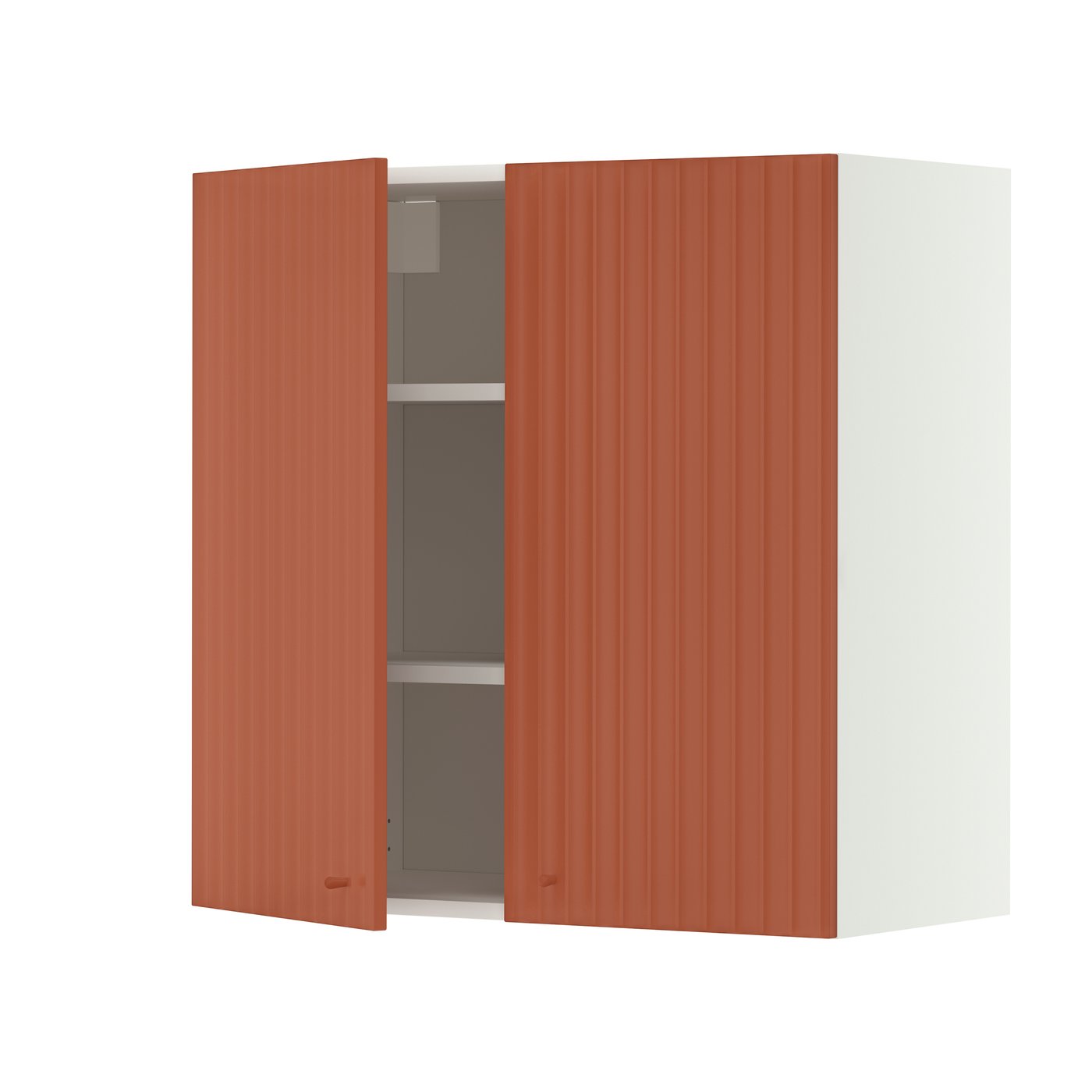 IKEA METOD väggskåp med hyllplan/2 dörrar, vit/terrsjö rödbrun vågmönstrad, 80x80 cm