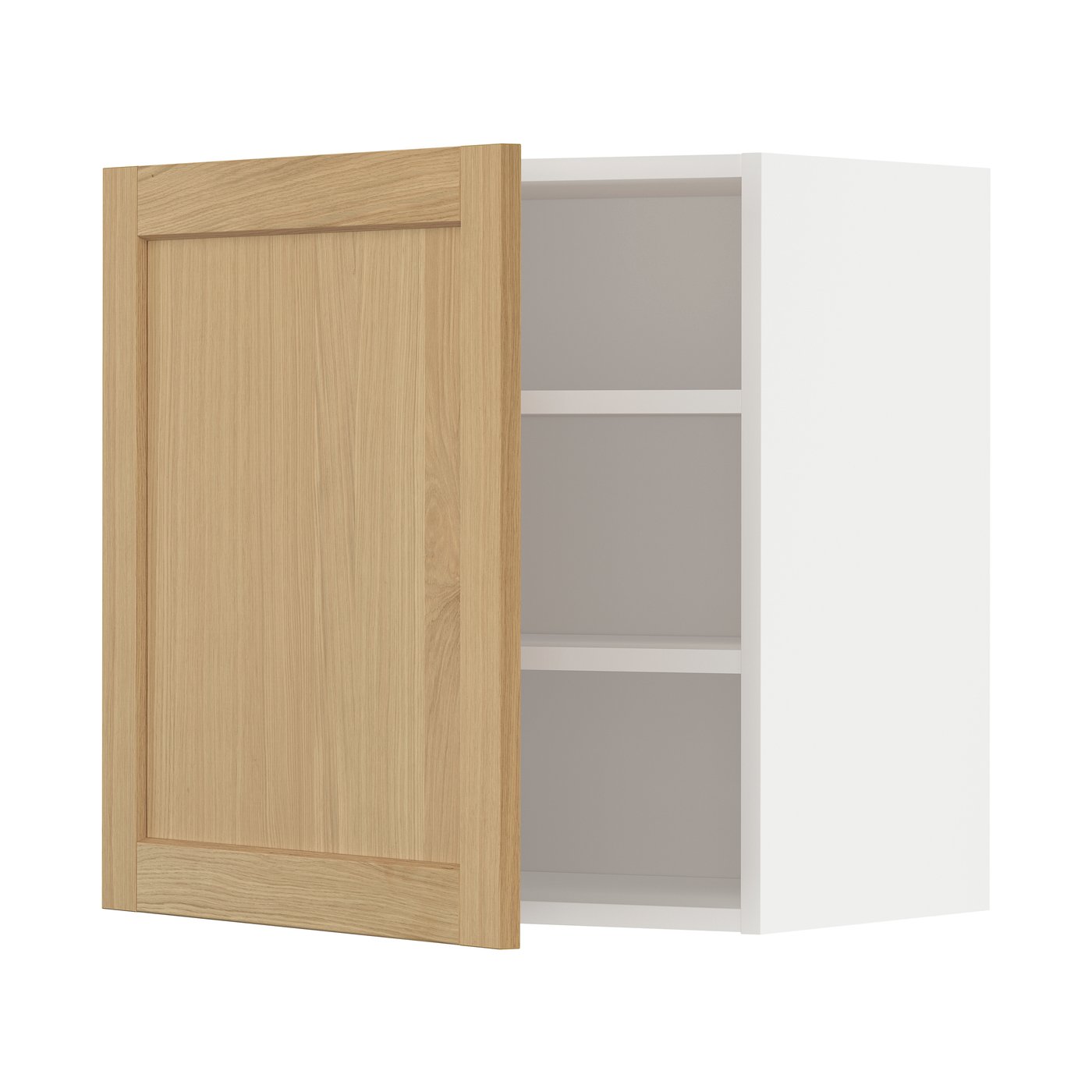 IKEA METOD väggskåp med hyllplan, vit/forsbacka ek, 60x60 cm