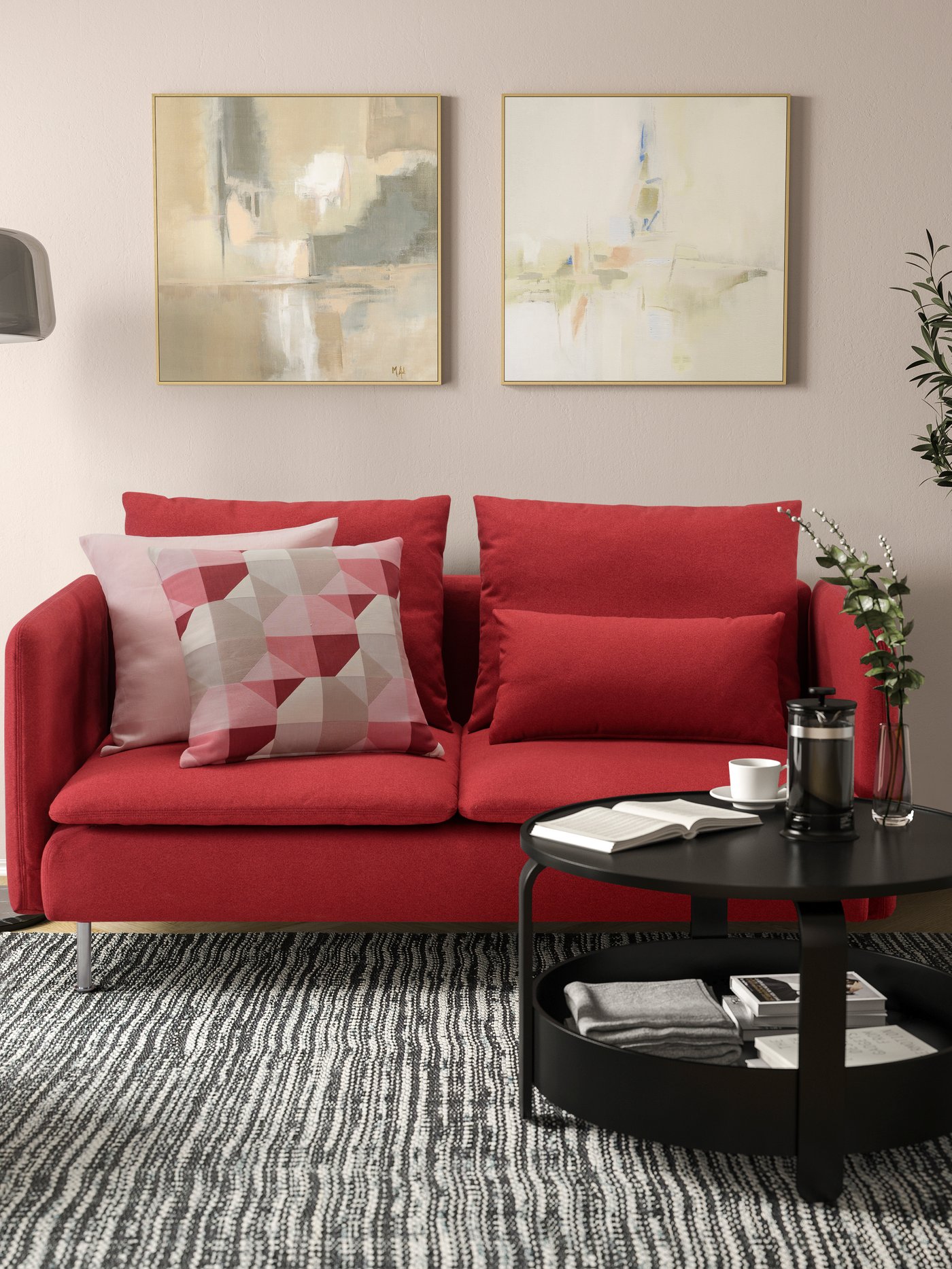 A Tonerud red SÖDERHAMN compact 3-seat sofa