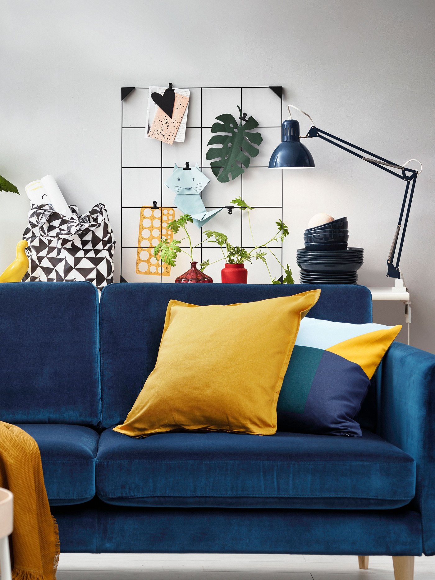 A Djuparp/dark green-blue oak SMEDSTORP 3-seat sofa