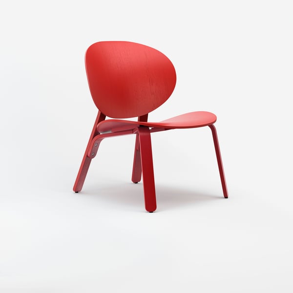 A red stained oak veneer FRÖSET easy chair