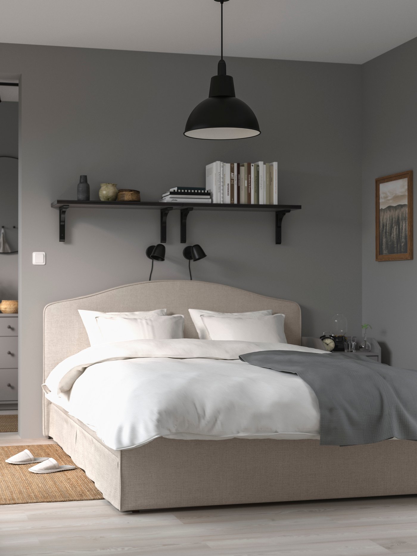 Čalúnený rám postele 160x200 cm béžovej farby