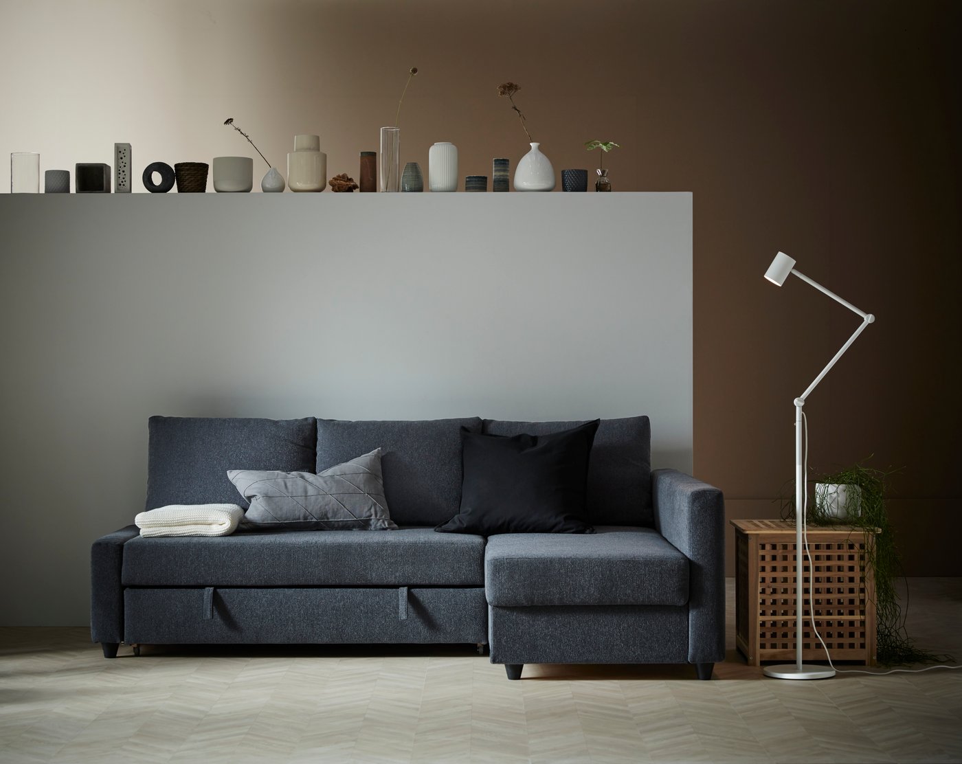 An acacia HOL side table in the living room