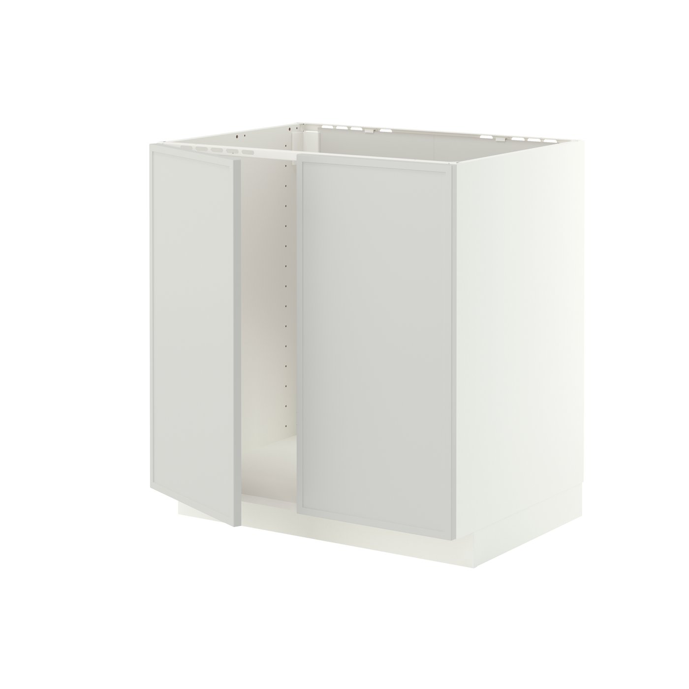 IKEA METOD bänkskåp för diskbänk + 2 dörrar, vit/aspudden ljusgrå, 80x60 cm
