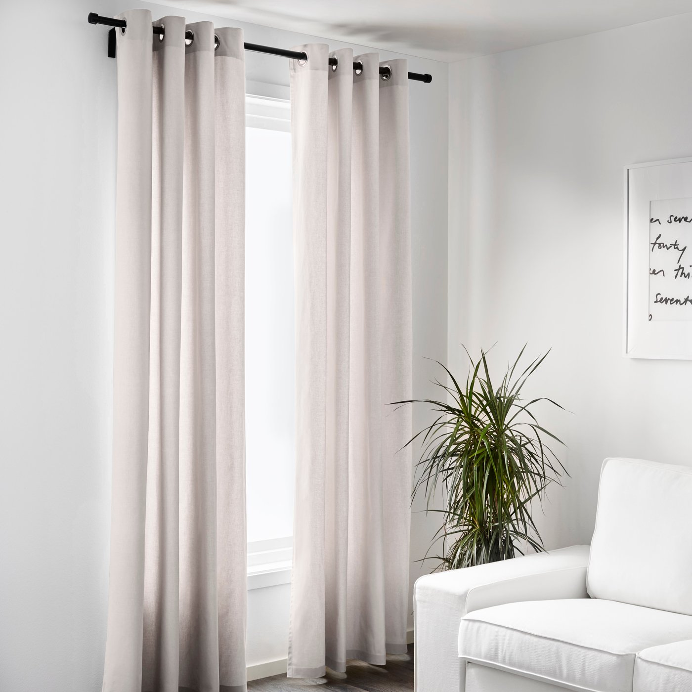A beige MERETE room darkening curtains, 1 pair
