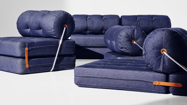 A Vansta blue VÅRKUMLA chair-bed