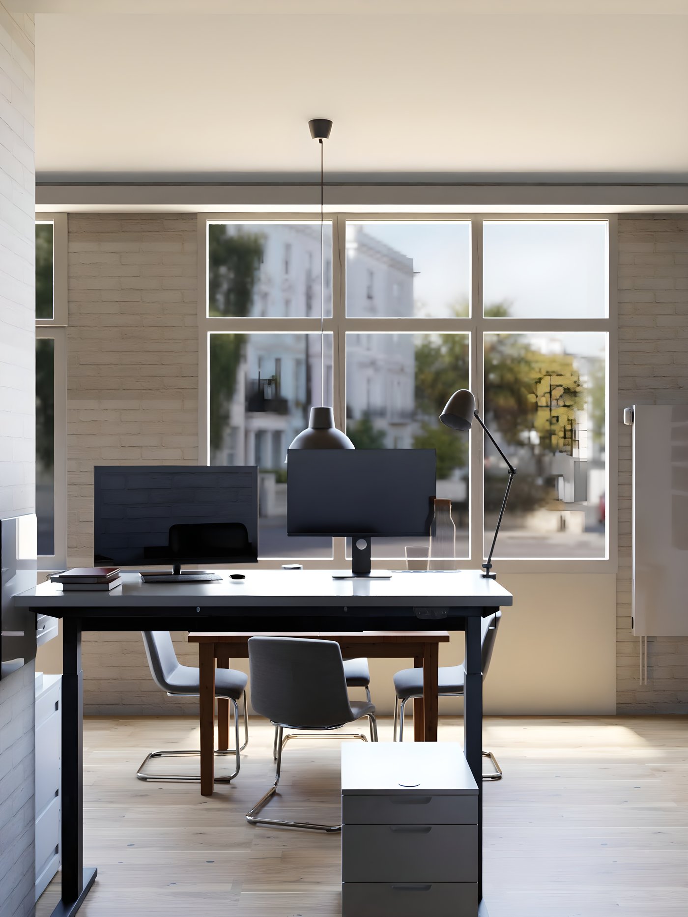 Blick vom Schreibtisch aus dem Fenster raus