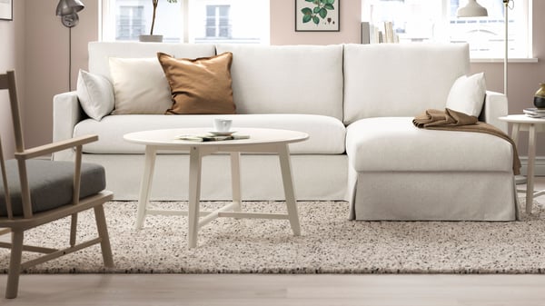 A birch/Tibbleby beige/grey PERSBOL armchair