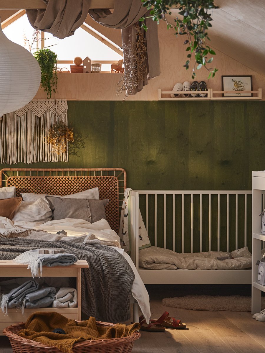 A small boho-style shared parent-child bedroom - IKEA US