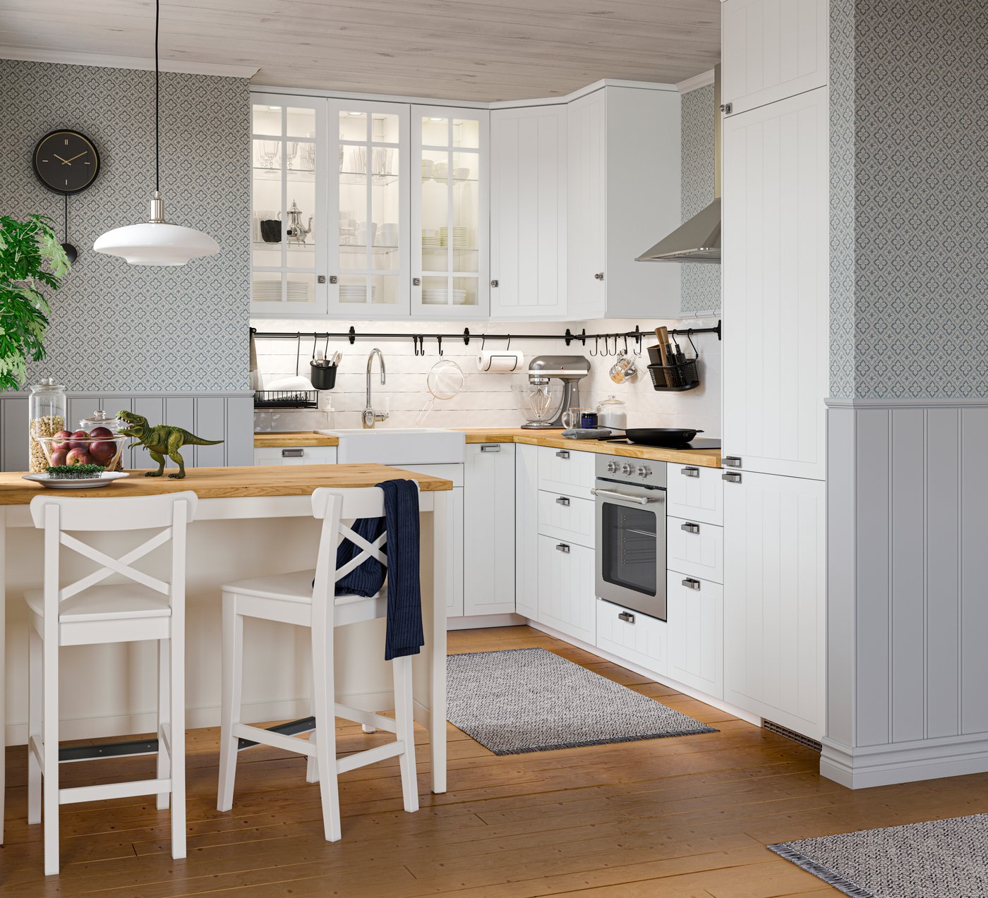 A white STENSUND drawer front in the kitchen