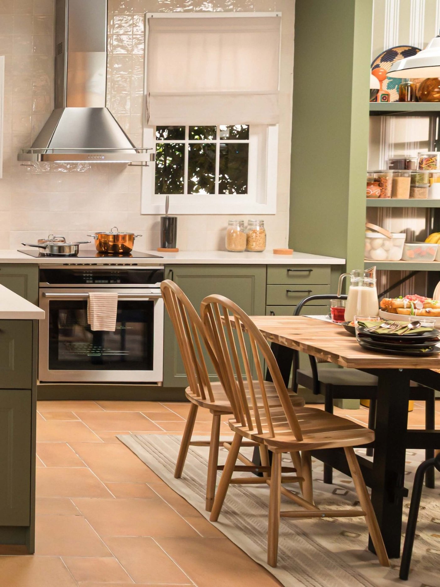 An acacia/black SKOGSTA table