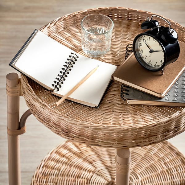 A handmade TOLKNING bedside table