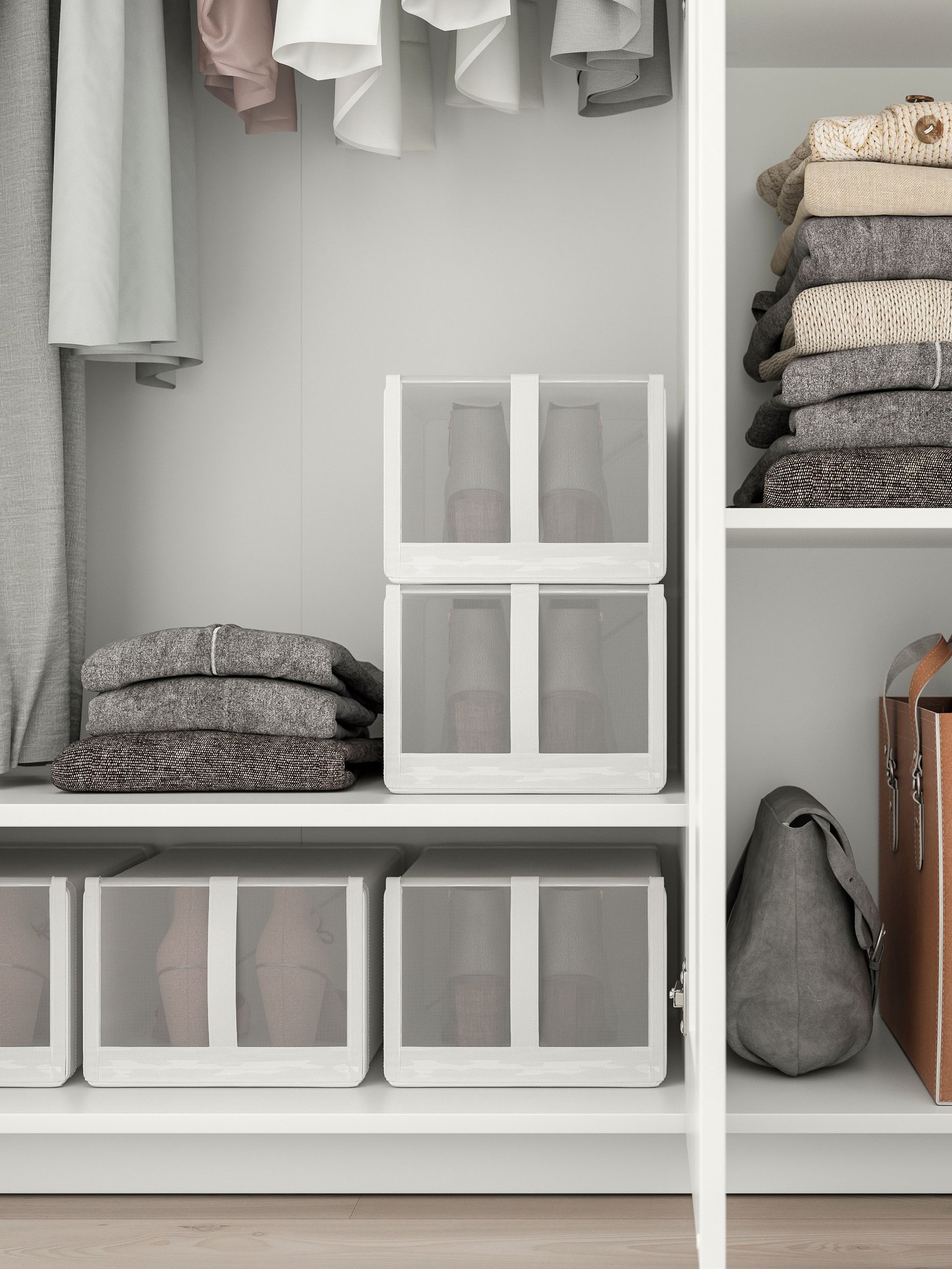 A white BRIMNES wardrobe with 3 doors in the bedroom.