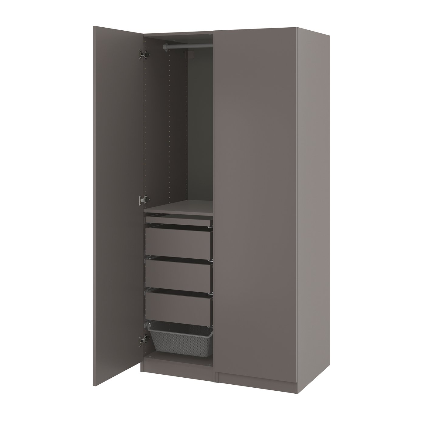 A dark grey/dark grey PAX wardrobe combination