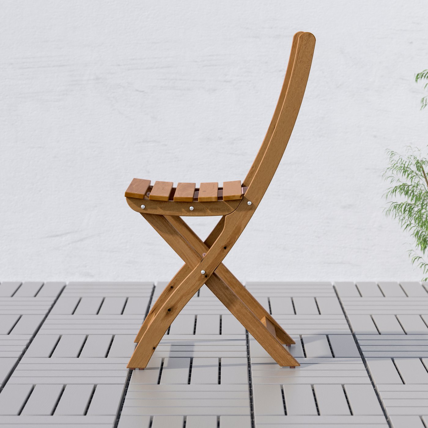 A foldable dark brown ASKHOLMEN chair, outdoor outside