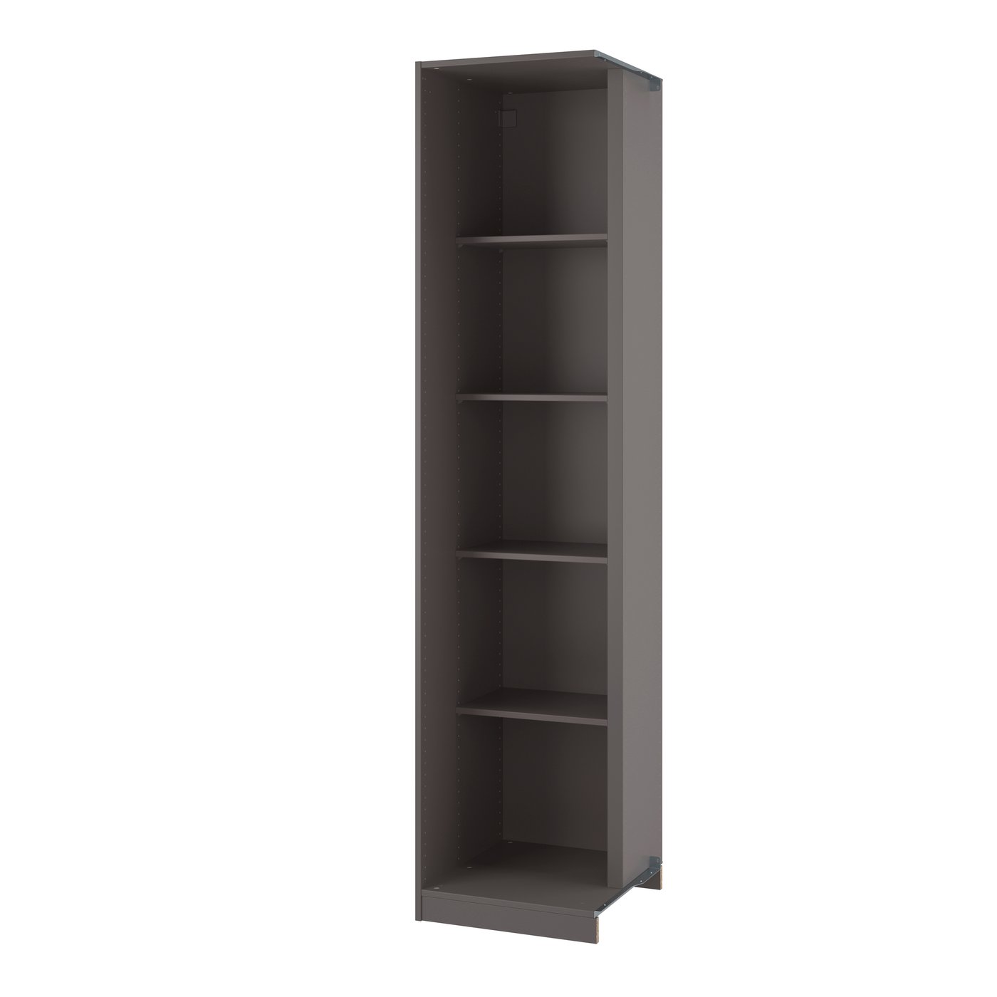 IKEA PAX påbyggnadsdel hörn med 4 hyllor, mörkgrå, 53x58x236 cm