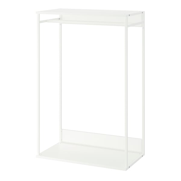 A white PLATSA open clothes hanging unit in the NA